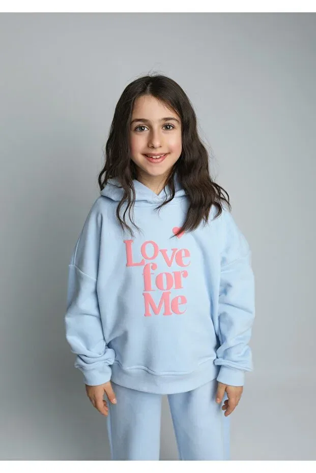 Детский спортивный комплект для девочек с принтом Love for me Aden Designs, Blue — фото 2