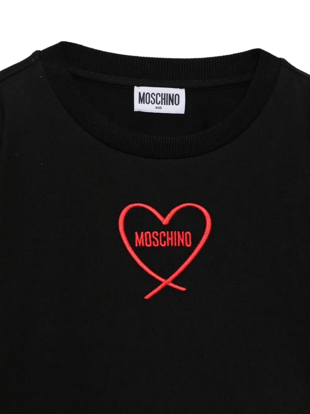 Футболка с вышитым сердцем Moschino Kids, черный — фото 3