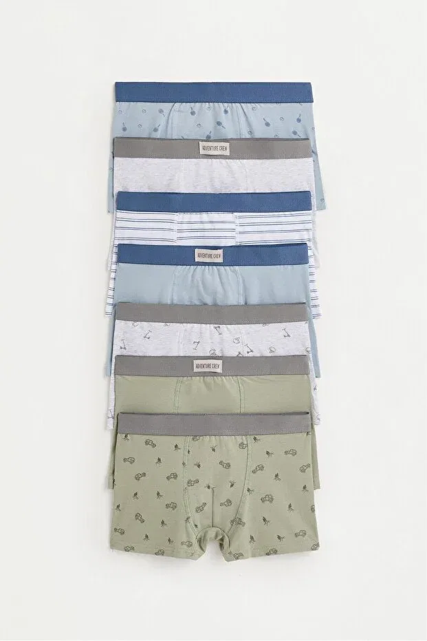 Детский комплект боксеров для мальчиков хлопковый 7-Piece contrasting boxer set Lefties, Greenish Blue