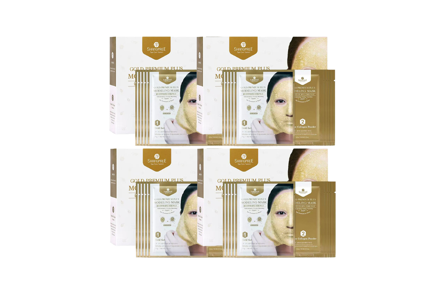 

SHANGPREE Пакет Gold Dewy Soft Film Powder для лица с масками, подтягивающий, увлажняющий, восстанавливающий, 272г*3, в комплекте с коробкой