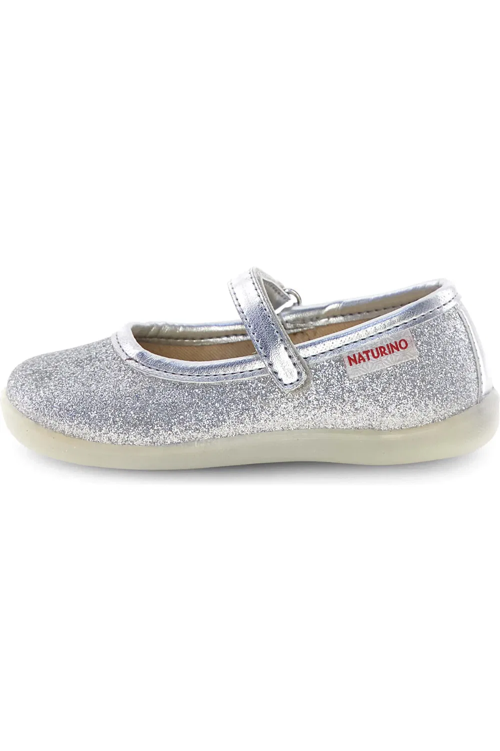 Детские туфли балетки с блестками Pavia 2 Naturino, Silver — фото 2