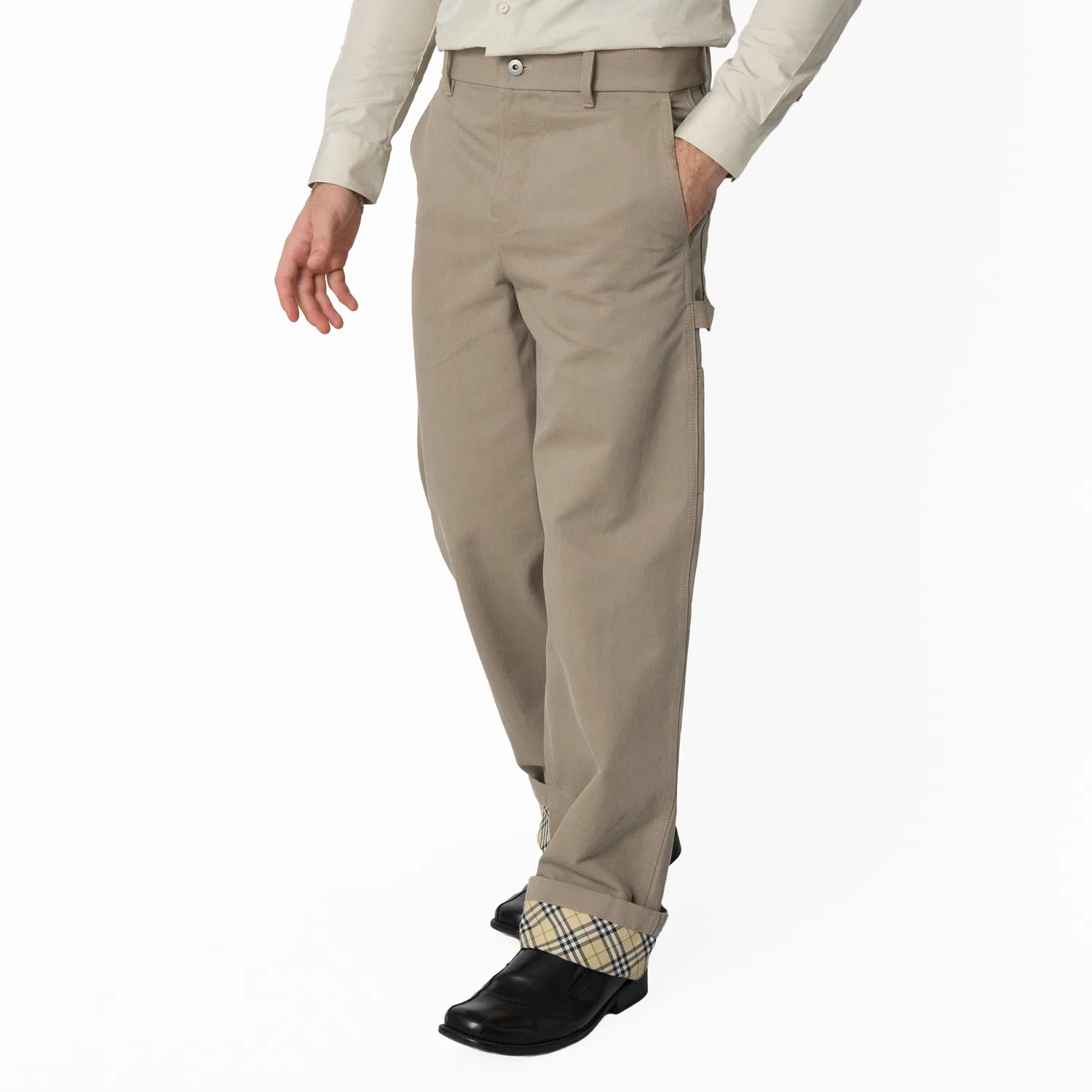 Брюки карпентер из хлопка Cotton Carpenter Trousers Burberry, Oyster