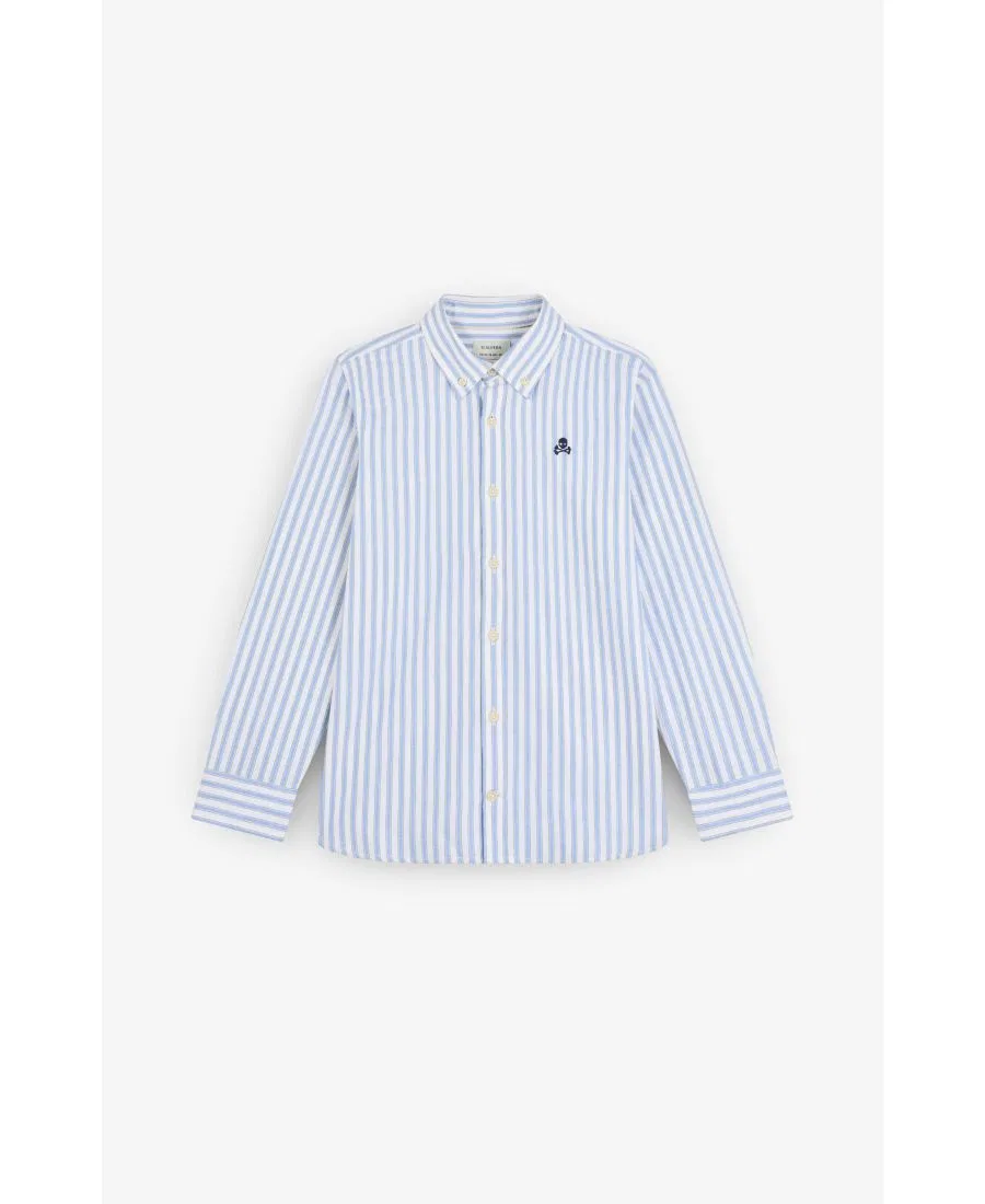 Детская рубашка из хлопка с принтом в полоску, модель Bdretroshirt Scalpers, Bluestripes