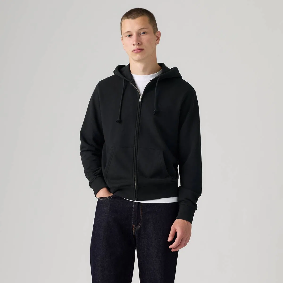 Оригинальная фирменная толстовка на молнии Levi's, Mineral Black - Black — фото 3
