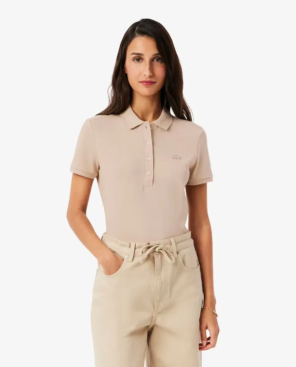 Поло Lacoste Beige из пике с коротким рукавом — фото 2