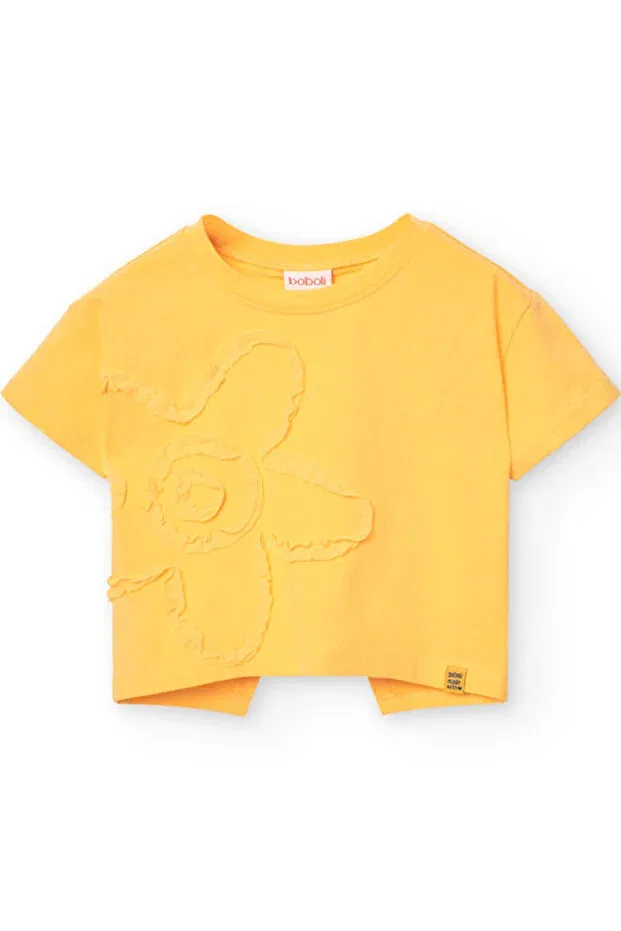 Детская футболка для девочек с вышивкой цветов Boboli, Yellow