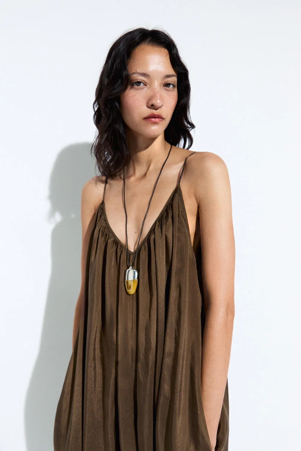 Комбинезон Massimo Dutti, свободный, коричневый — фото 2