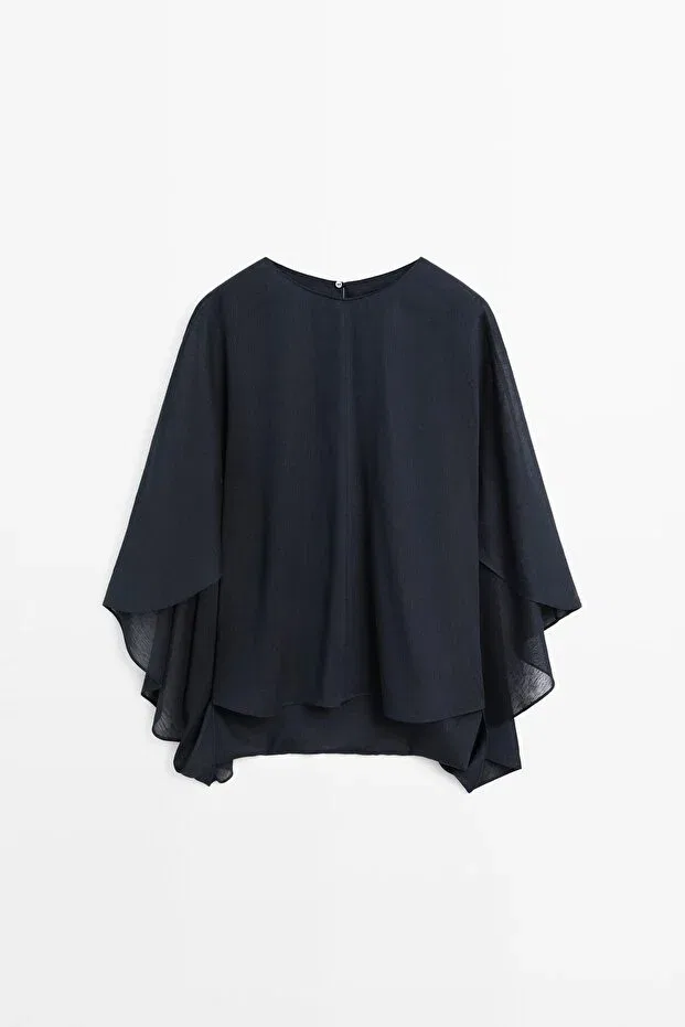 Женская рубашка с геометрическим принтом Massimo Dutti, Dark Blue — фото 4