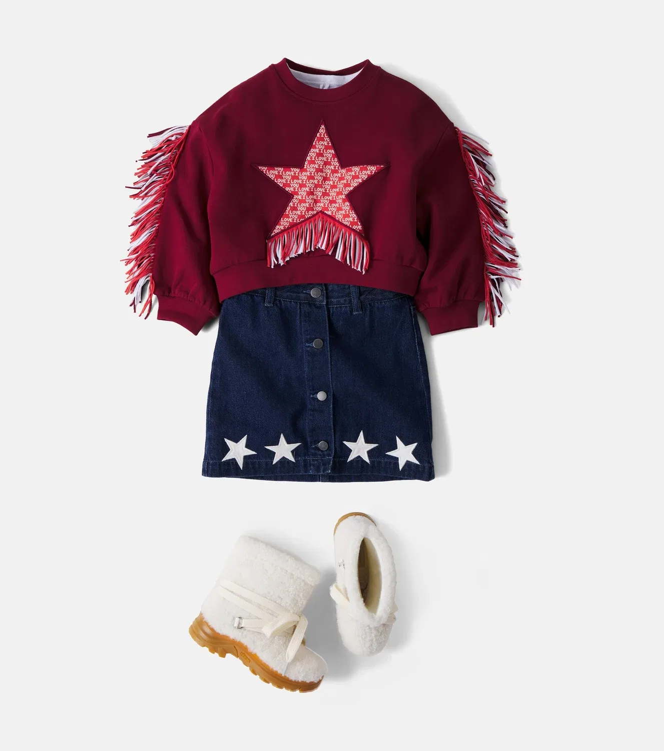 Свитшот с бахромой Stella Mccartney Kids, красный — фото 2