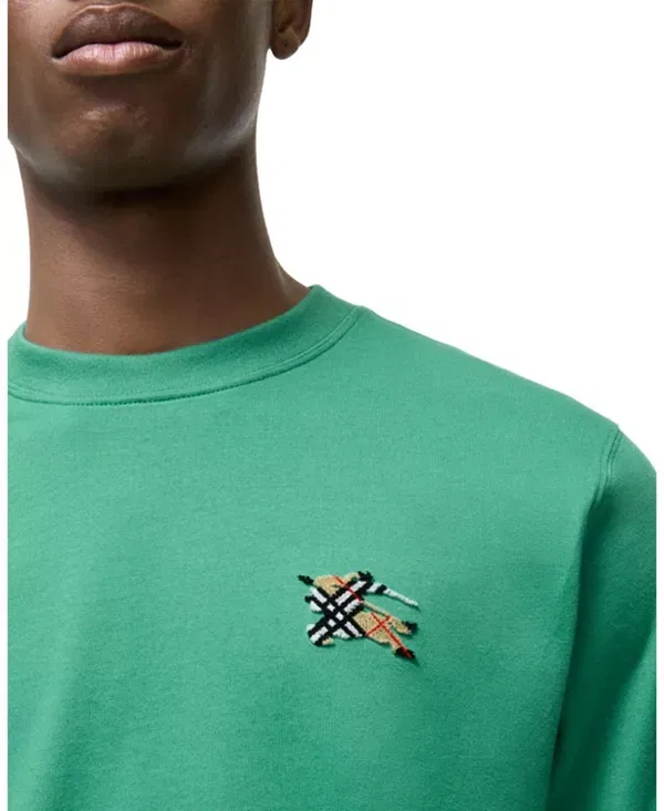 Мужская футболка с вышивкой Knight Cotton T-Shirt Burberry, Jade Green — фото 2