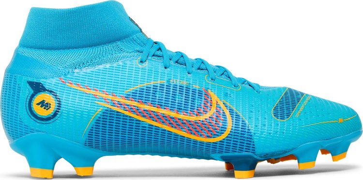 Бутсы Nike Mercurial Superfly 8 Pro FG 'Chlorine Blue Laser Orange', синий - фото