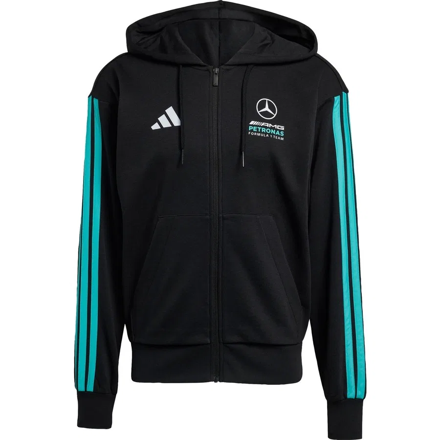 Худи с полной застежкой-молнией Mercedes-AMG Petronas Formula 1 Team DNA, adidas, Черно-зеленый — фото 3