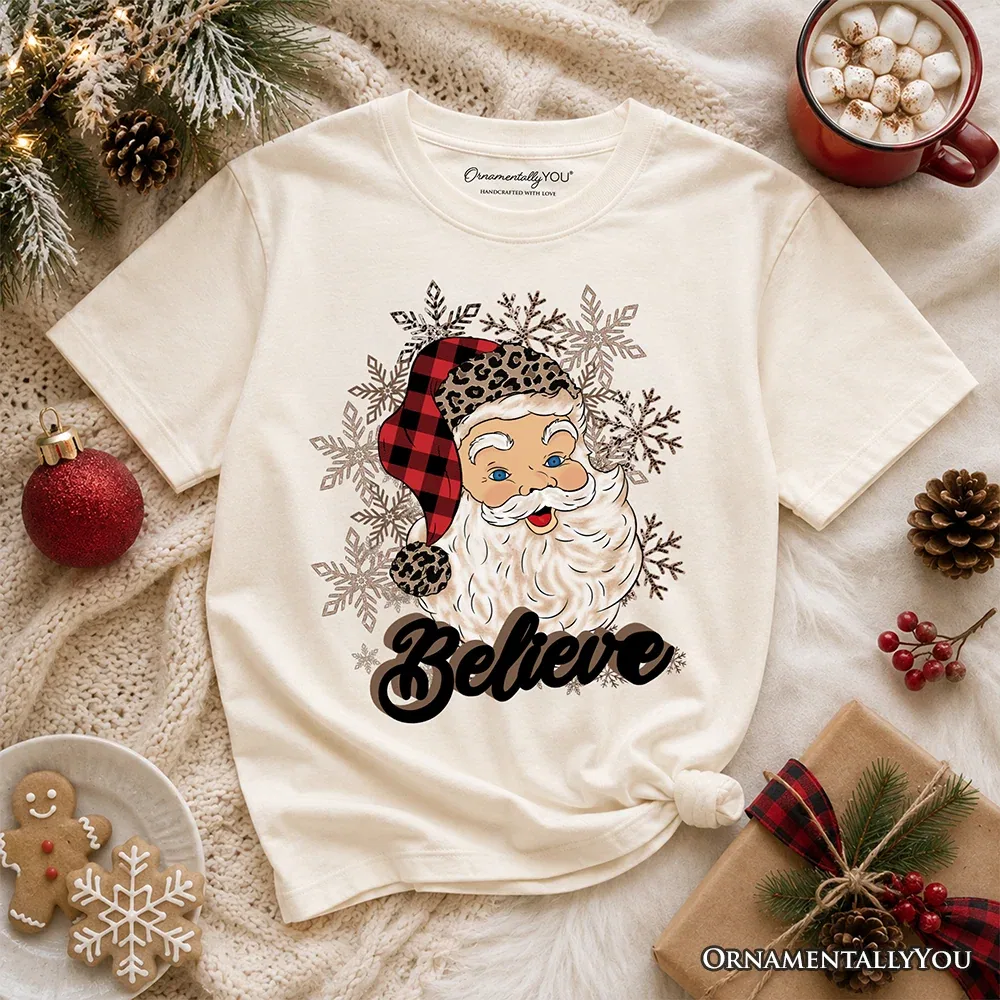 Детская футболка с принтом Santa Believe OrnamentallyYou, Natural