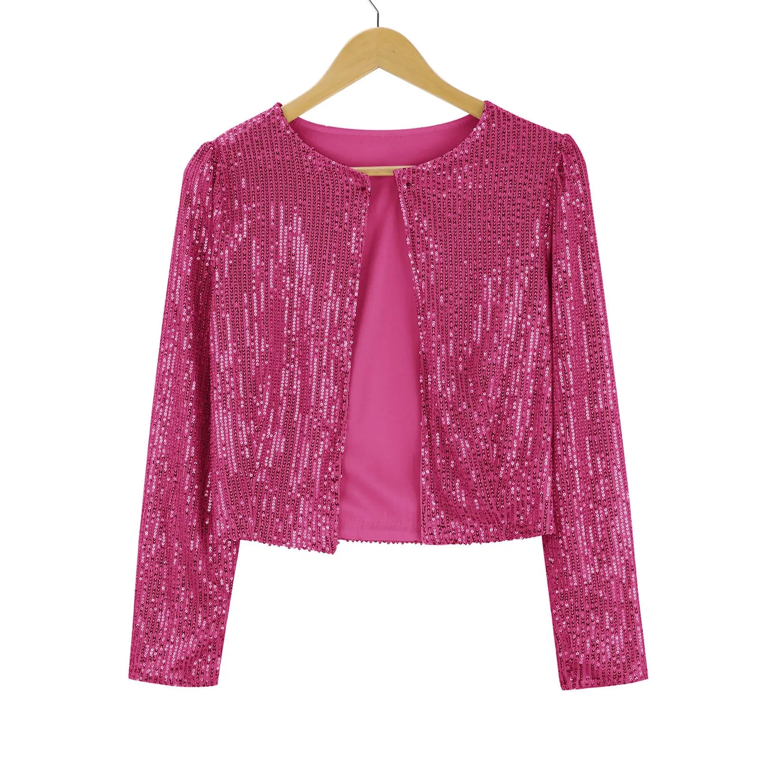 Женское зимнее пальто с искусственным мехом и молнией спереди, Hot Pink — фото 2