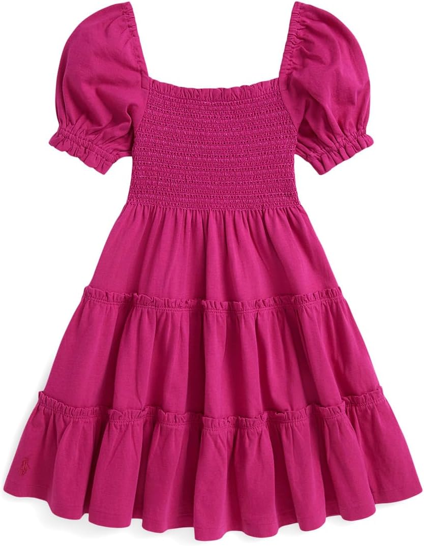 

Платье Polo Ralph Lauren Kids Smocked Cotton Jersey Dress, цвет Preppy Pink
