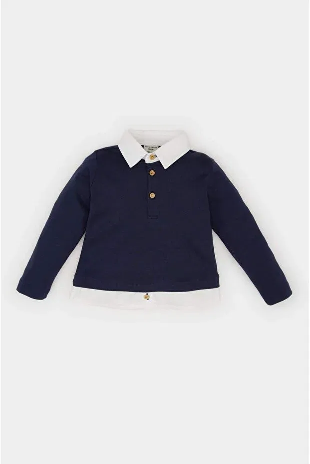 Детская футболка для мальчиков с длинным рукавом Defacto, Navy Blue