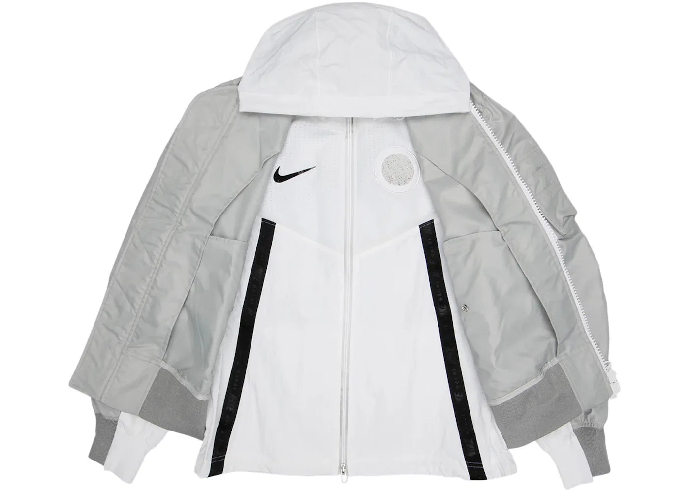 Мужская куртка-бомбер многослойная Nike x Sacai, Grey Fog — фото 2
