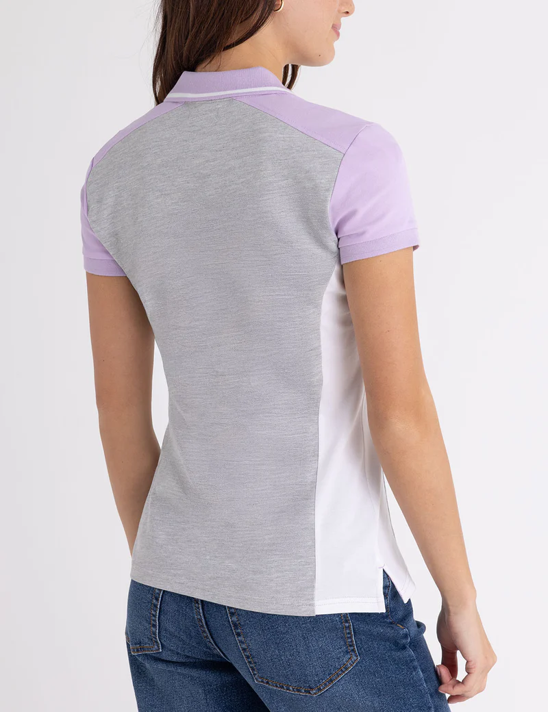 Футболка-поло U.S. Polo Assn Color Block Snap, лиловый/серый — фото 4