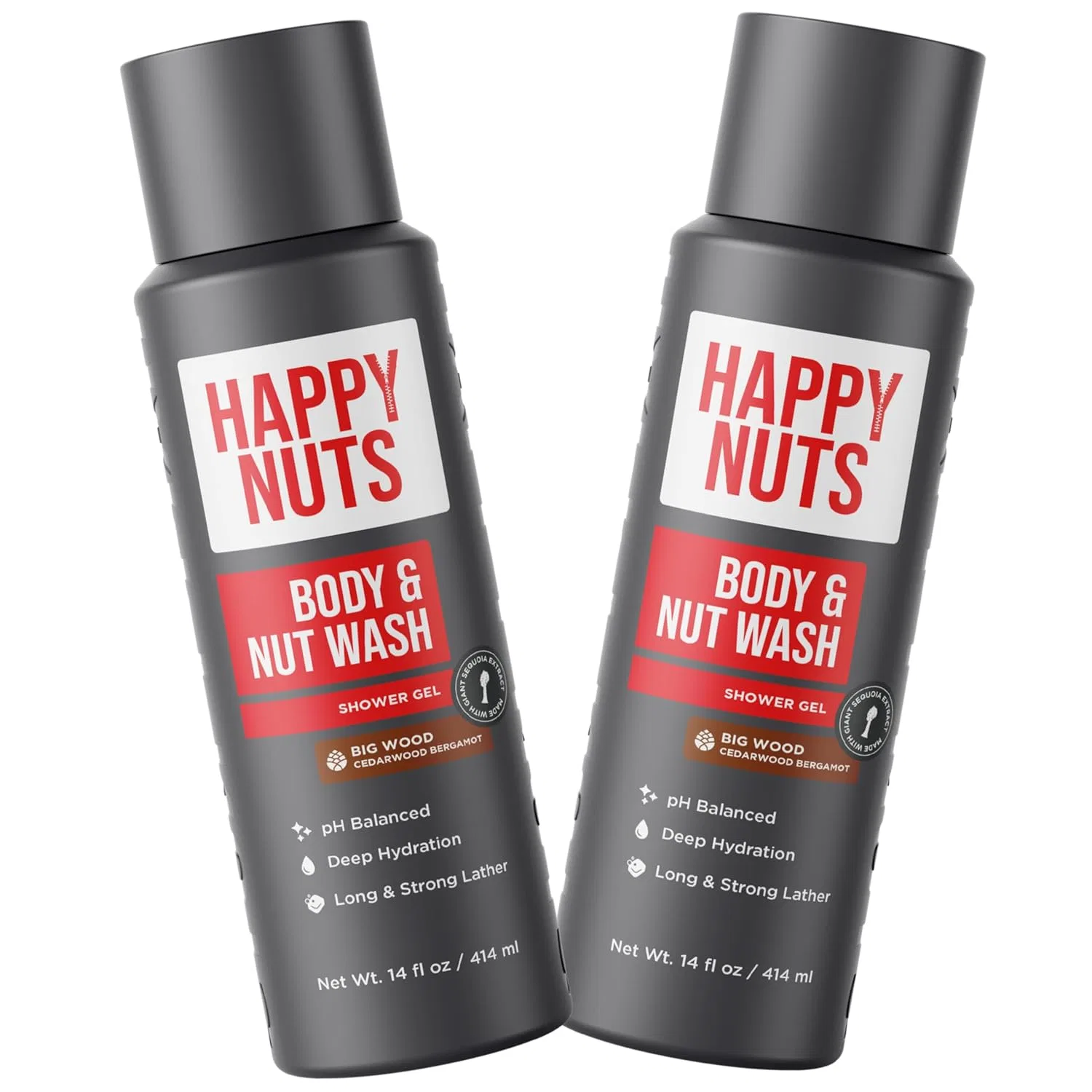 Гель для душа Big Wood, HAPPY NUTS, набор из 2 шт, 989 г, сандаловое дерево