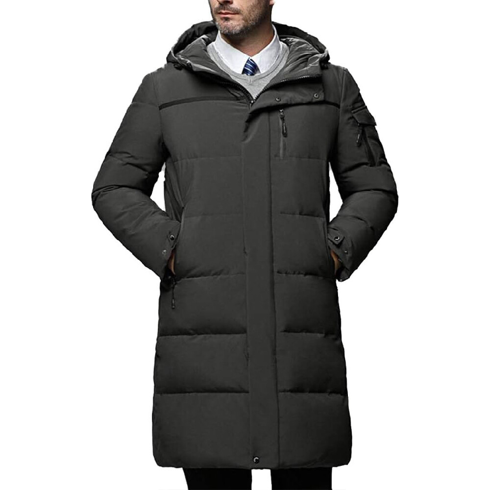 

Пальто Raylans Men's Winter Quilted Warm Down Jacket Thick Hooded Mid-Long Puffer, серый