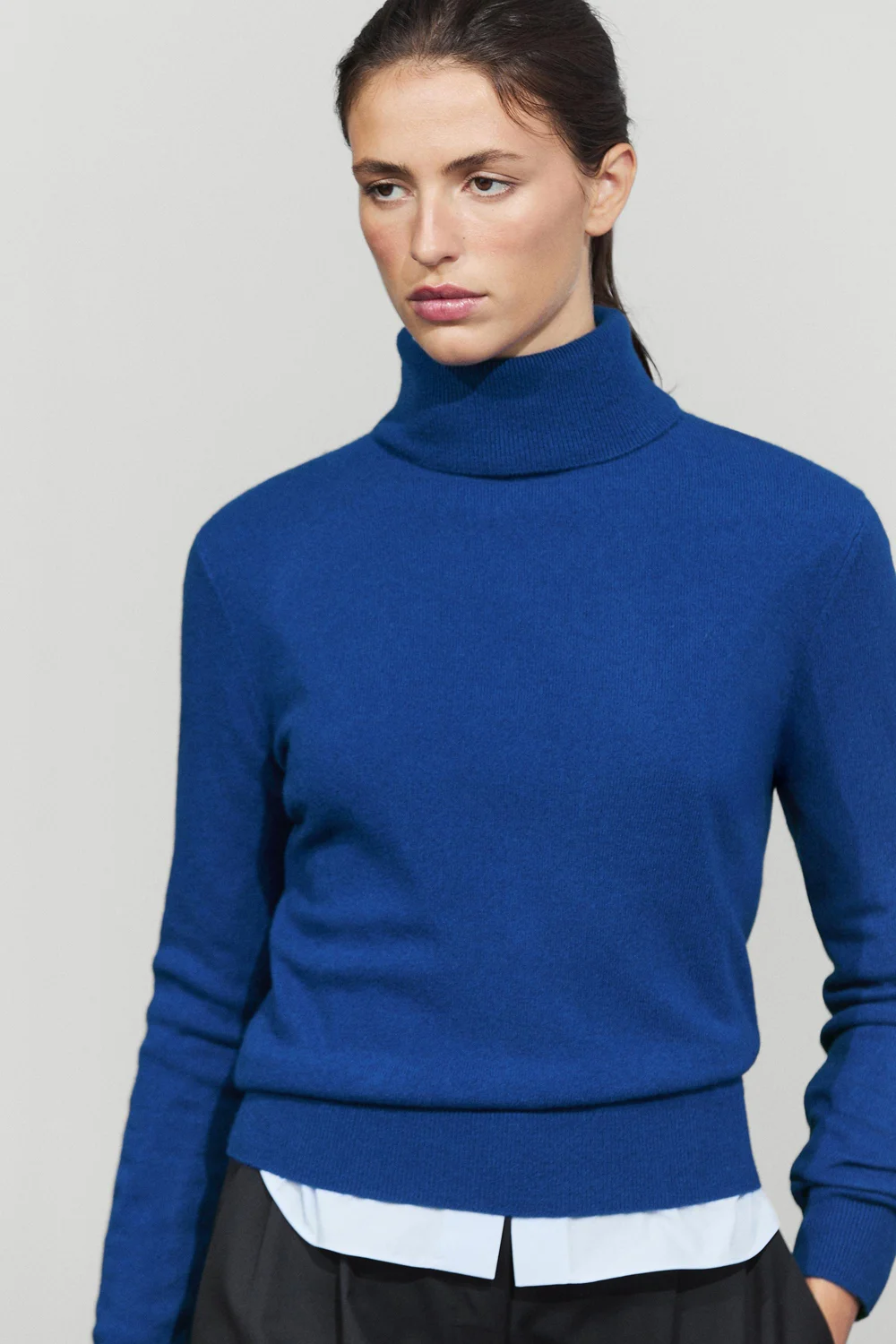 Свитер-водолазка Massimo Dutti Wool Blend Knit, темно-синий — фото 2