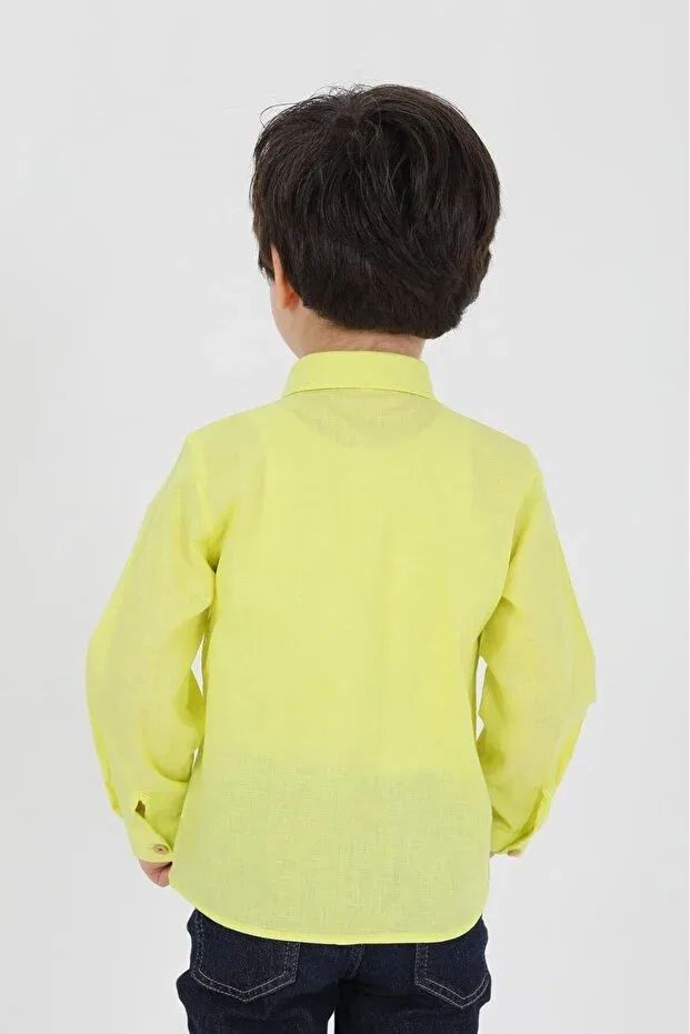 Детская рубашка для мальчиков хлопковая Basics Samsa, Yellow — фото 3