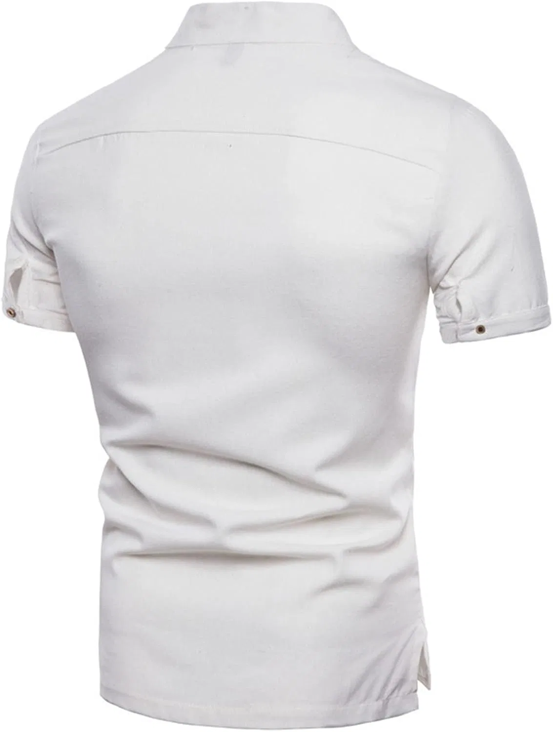 Мужская хлопковая рубашка поло Henley Slim Fit, White — фото 2