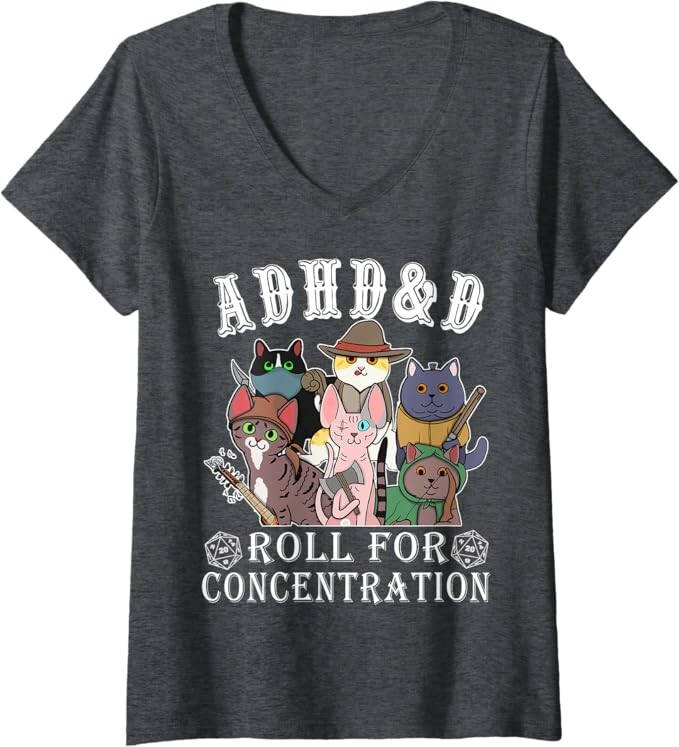 

Женская футболка Funny Tees Gamer RPG Apparel Cats RPG Gamer Roll For Concentration D20 Dice Nerdy, темно-серый