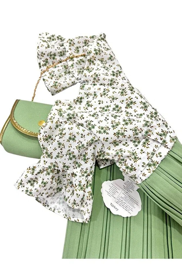 Детское платье для девочек плиссированное Esterella, Green — фото 3