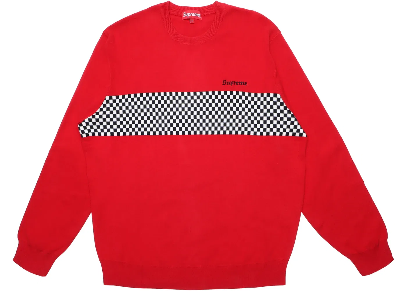 Мужской свитер с принтом Supreme Checkered Panel Sweater, Red