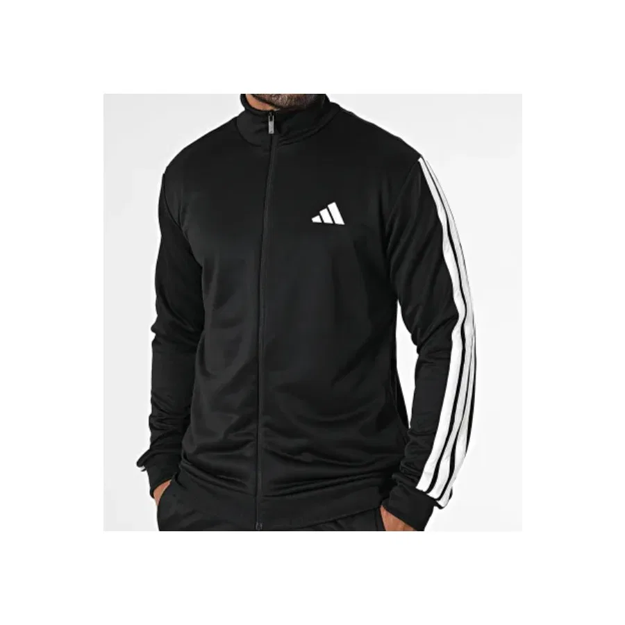 Спортивный костюм с длинным рукавом и брюками adidas Sportswear Basic 3-Stripes French Terry, Черный — фото 3