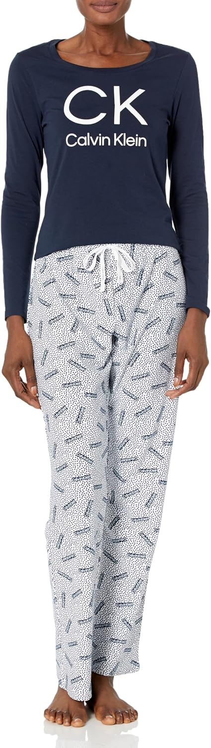 

Женский флисовый комплект пижамы с длинным рукавом Calvin Klein Comfort, Top: Shoreline/ Pant: Confetti Hearts+Shoreline