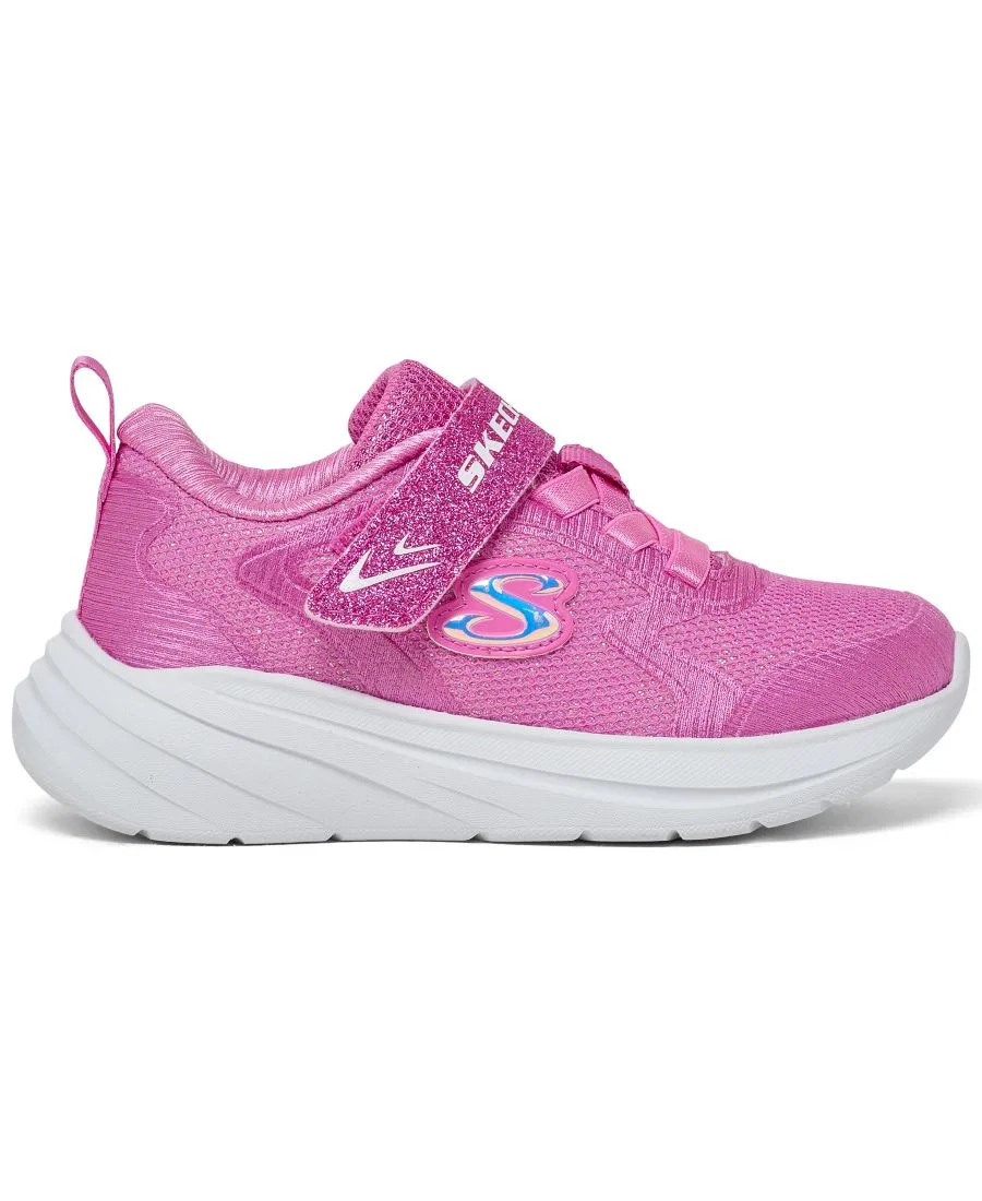 Кроссовки детские с блестящим верхом, с ремешком Skechers, Hot Pink — фото 2