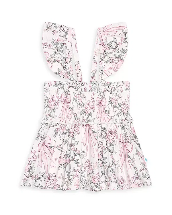 Детское платье для девочек без рукавов Irene Smocked Babydoll & Bloomers Posh Peanut, розовый — фото 2