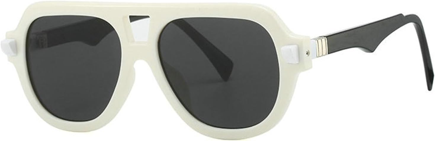 

Солнцезащитные очки Helena Retro с двойной перемычкой в ​​стиле 70-х, модель Pilot, модные, квадратные, стильные, с защитой от УФ-излучения UV400, винтажные, S67, White