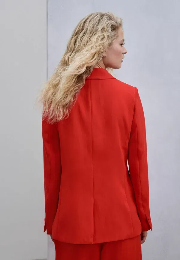 Блейзер из вискозы, Petite Fit - Relaxed Double Breasted Crinkle Blazer, Next, red, красный — фото 3