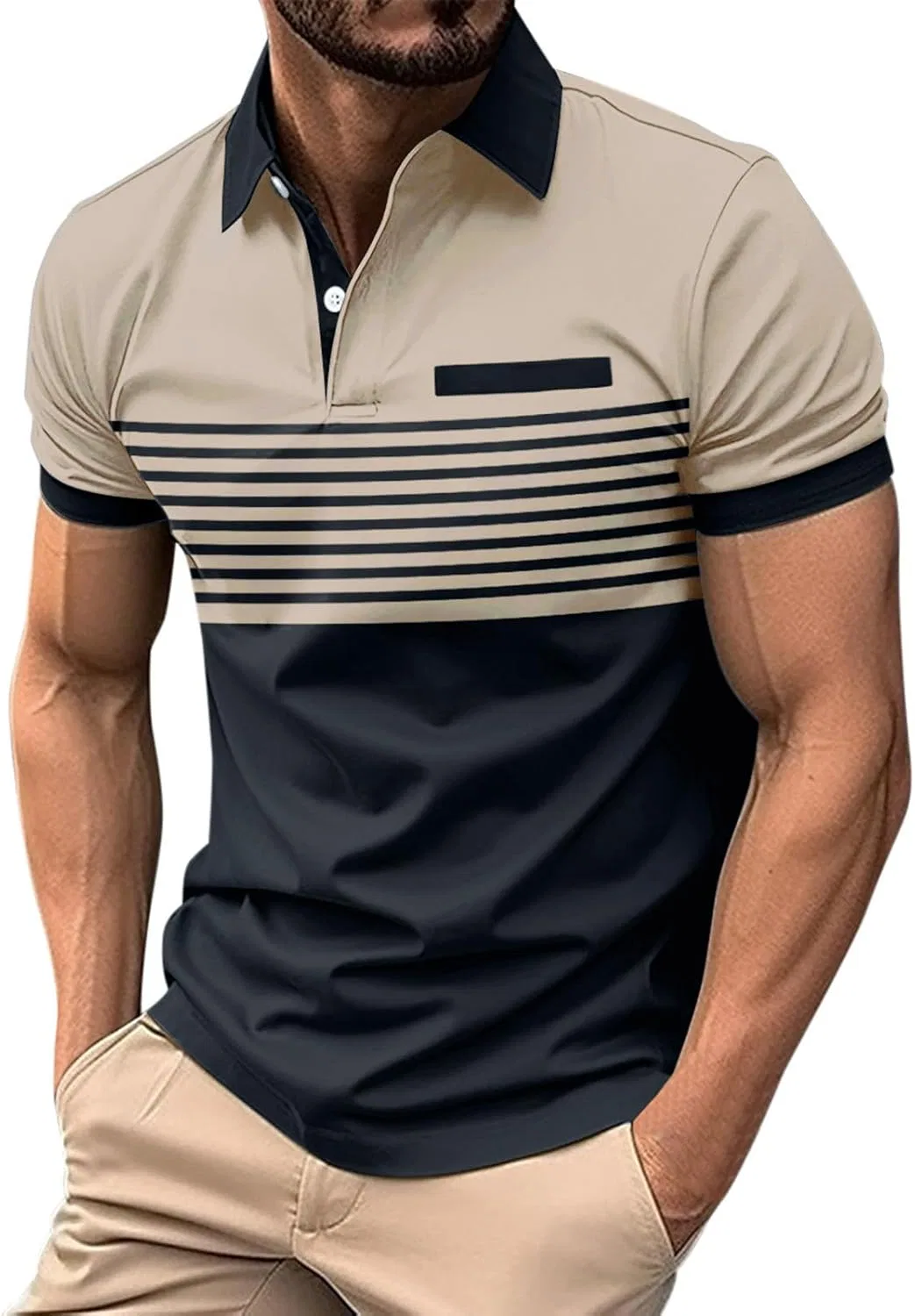 Мужское поло с капюшоном и карманом Generic, Khaki