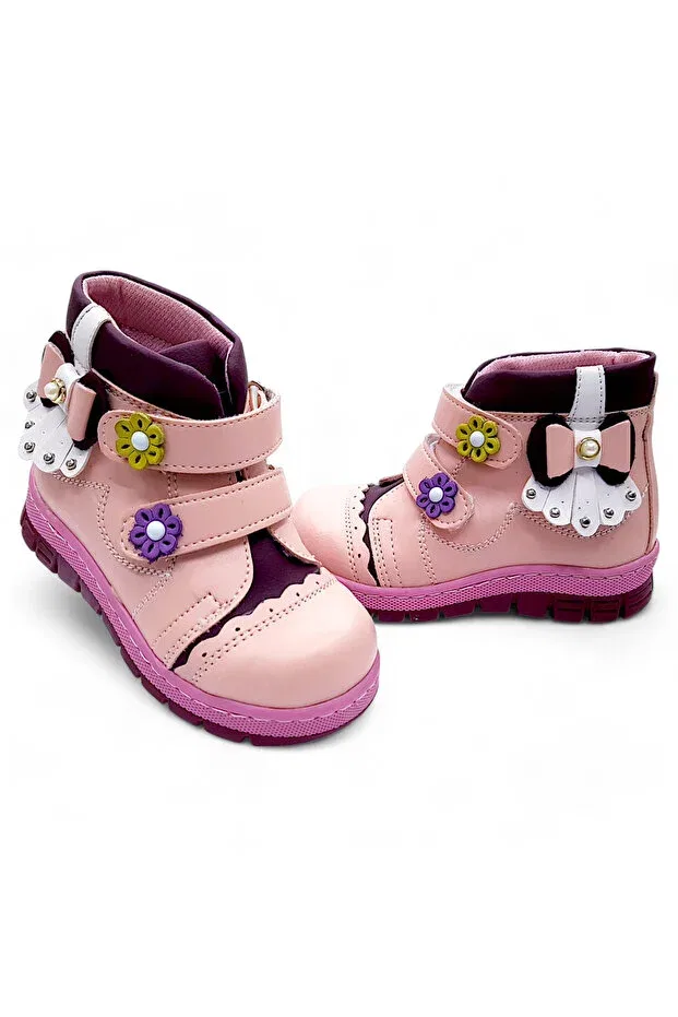 Детские ботинки для девочек ортопедические с мехом Beebron, Powder Pink (Fleece Lining) — фото 4