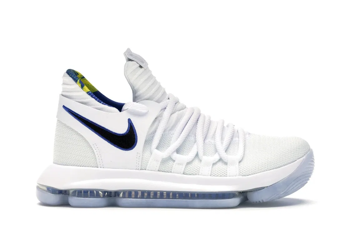 Детские спортивные кроссовки Nike KD 10, White/Game Royal-University Gold