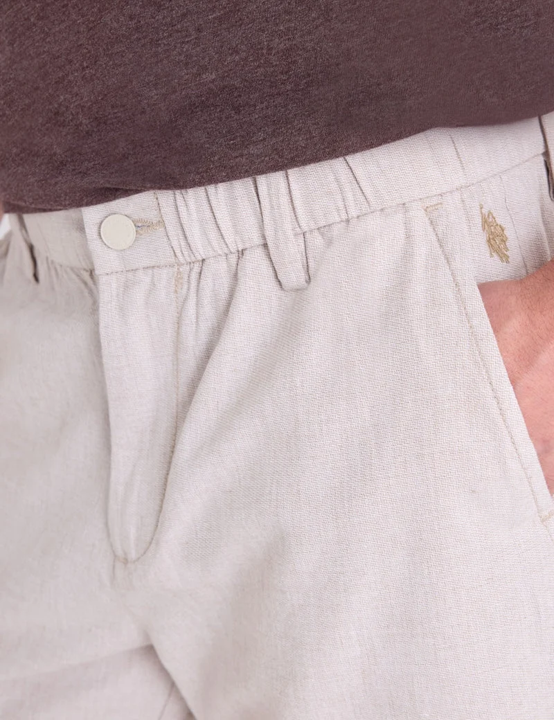 Мужские шорты U.S. Polo Assn. 9" Comfort Waist Linen, светлый хаки — фото 4