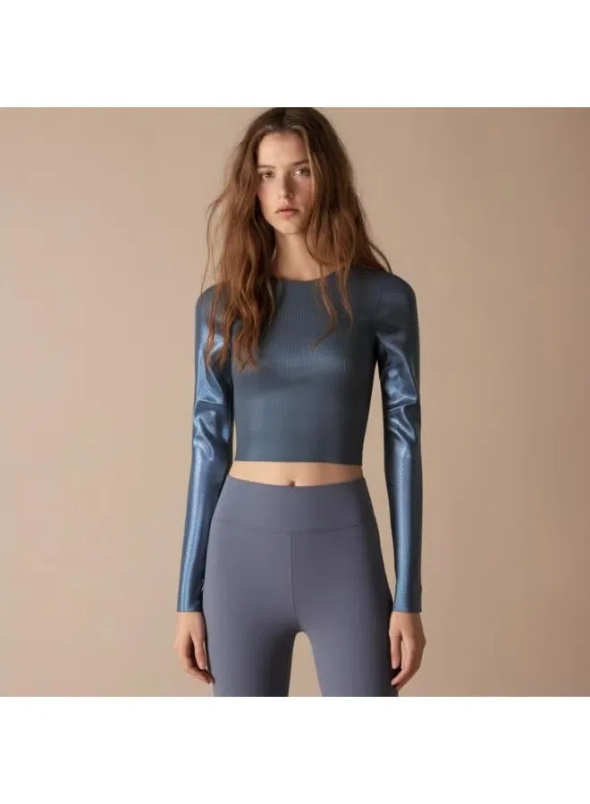 Пуловер вязаный с длинным рукавом Zara, синий — фото 2