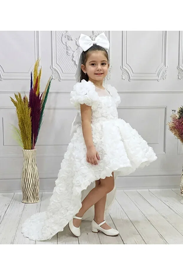 Детское платье для девочек с принтом Ellussi, White — фото 3