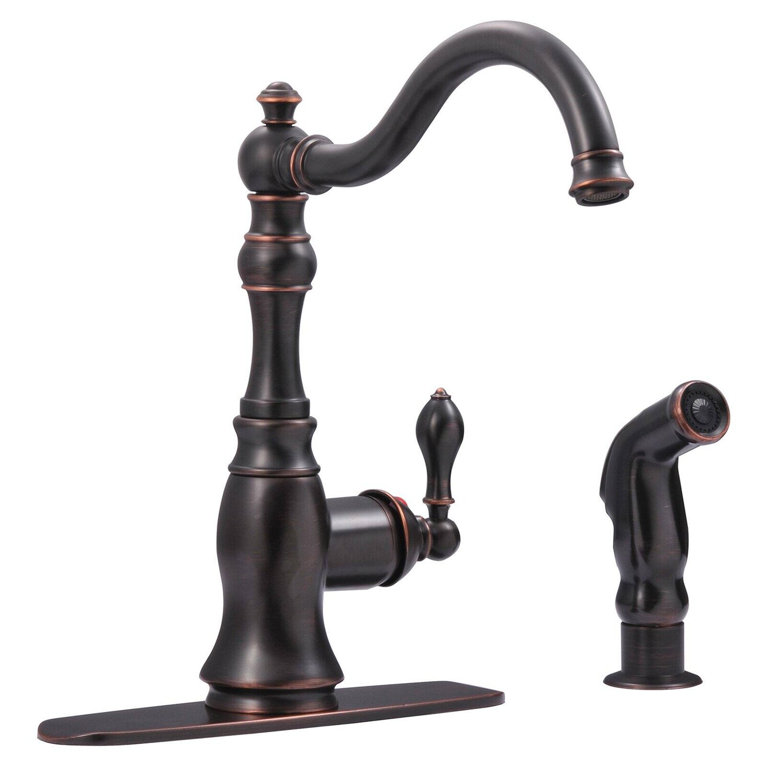Смеситель для кухни Ultra Faucets Uf11245 с одной ручкой с боковым распылителем, бронзовый — фото 2