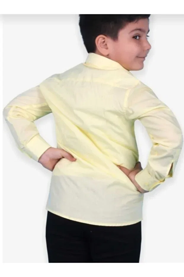 Детская рубашка для мальчиков с длинным рукавом Generic Brands, Yellow Shirt — фото 2