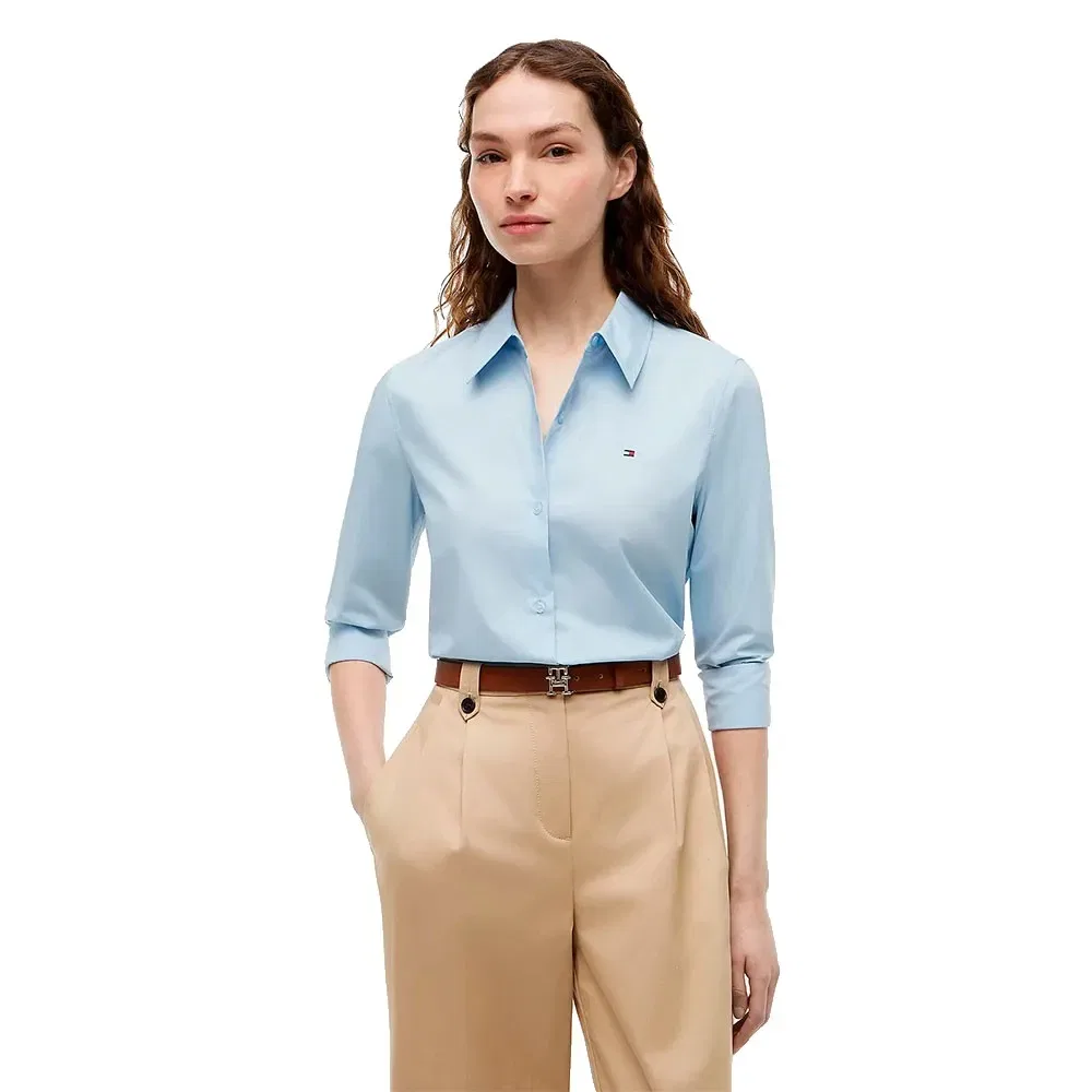 Женская рубашка из поплина с длинным рукавом Tommy hilfiger, Blue