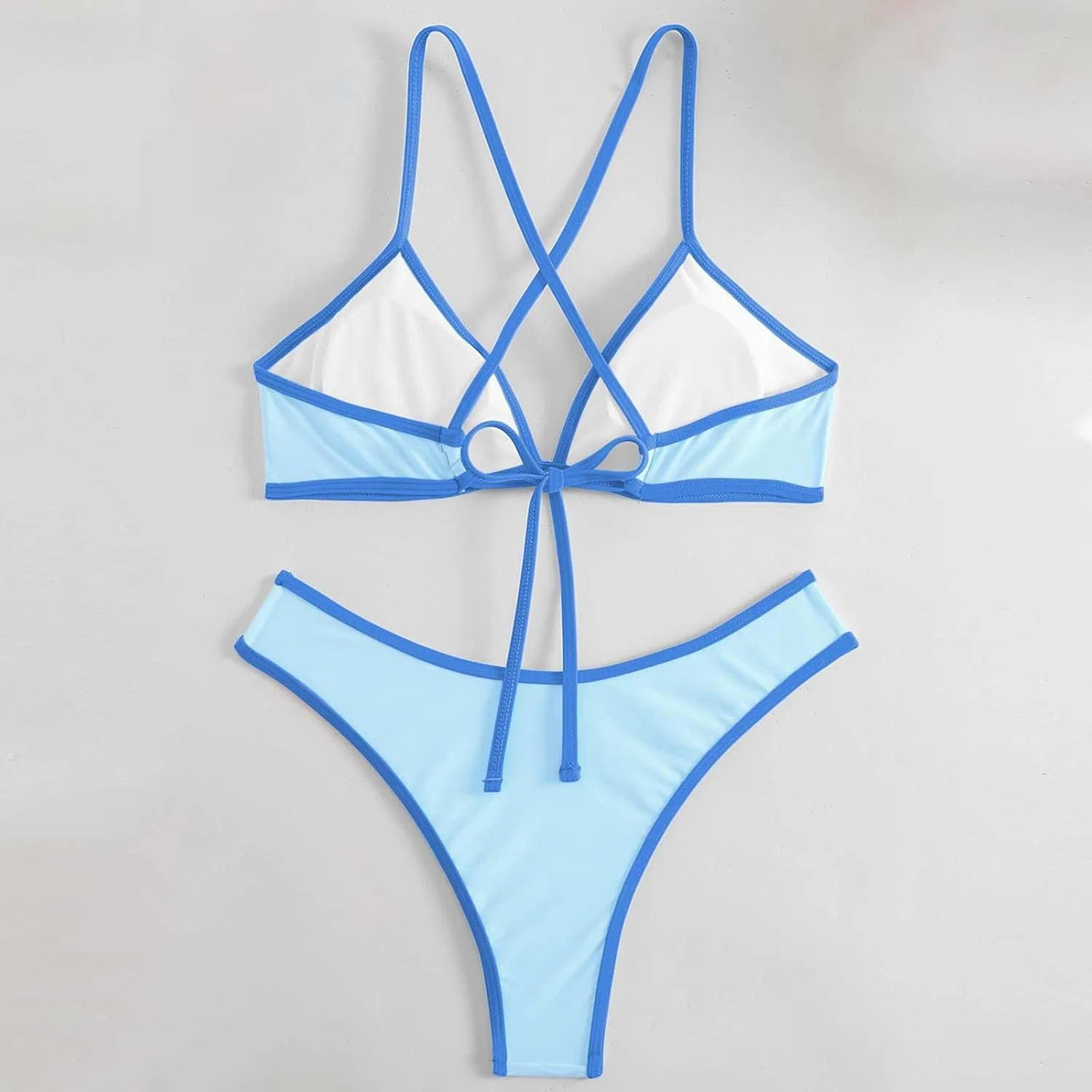 Женский бикини-сет с push-up V-образным вырезом, Light Blue — фото 4
