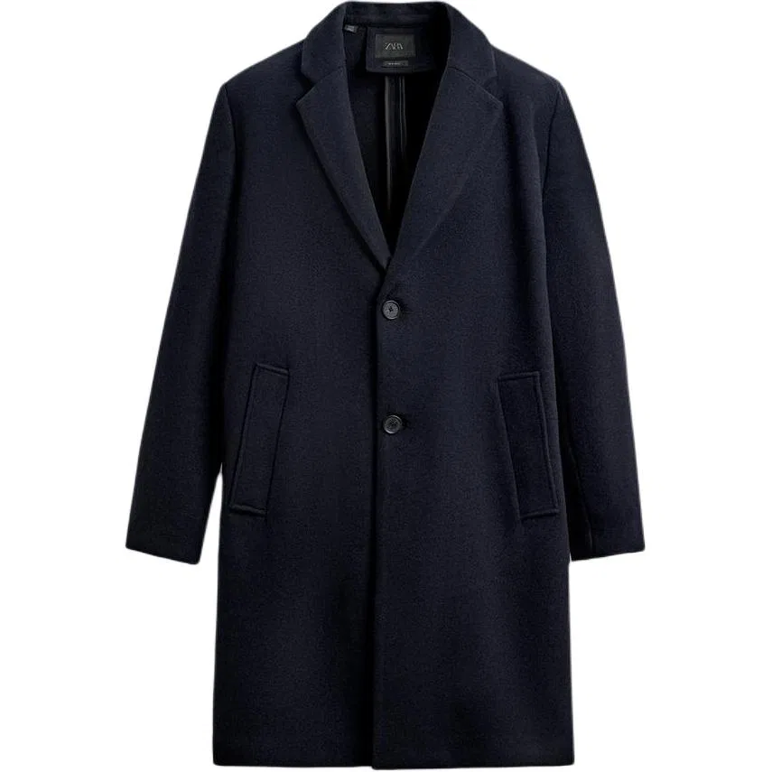 Мужское пальто с воротником-стойкой Sea Blue ZARA, Sea Blue