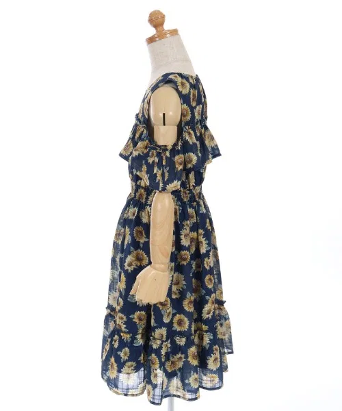Детское платье с принтом подсолнухов, модель Sunflower, axes femme, Navy — фото 3