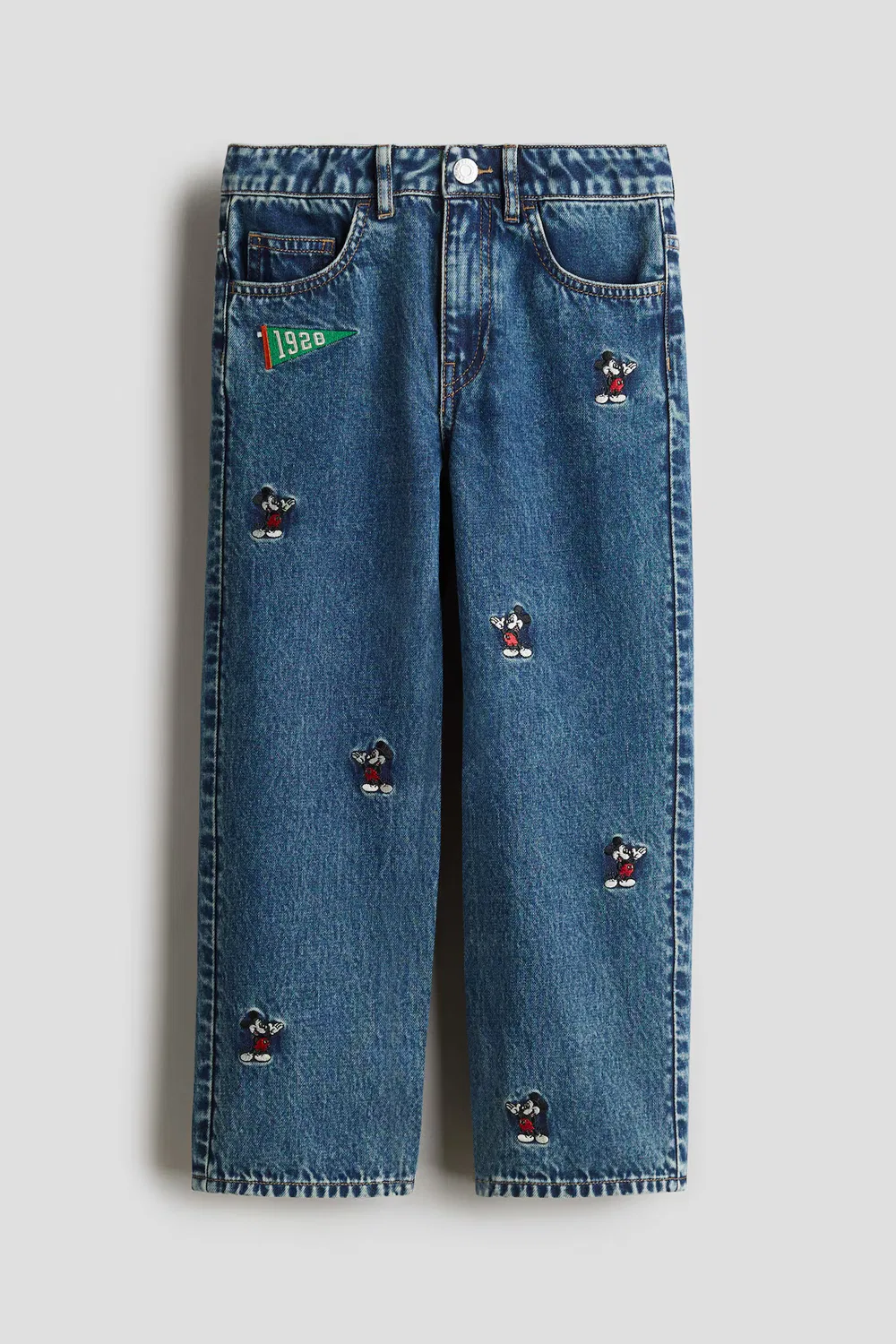 Джинсы с вышивкой, свободного кроя H&M, Denimblau/Micky Maus — фото 4