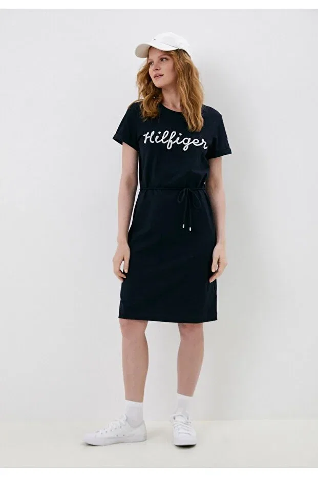 Женское платье из футера с принтом Tommy Hilfiger, Navy Blue — фото 2